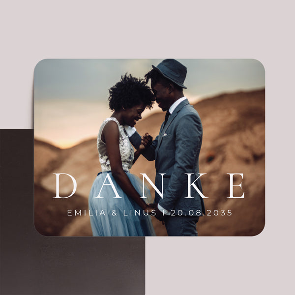 Dankeskarte Hochzeit Set von 8, magnetisch, Landschaft, rechteckige abgerundete Ecken D A N K E foto