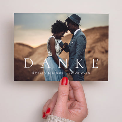 Dankeskarte Hochzeit Landschaft D A N K E foto N° 2
