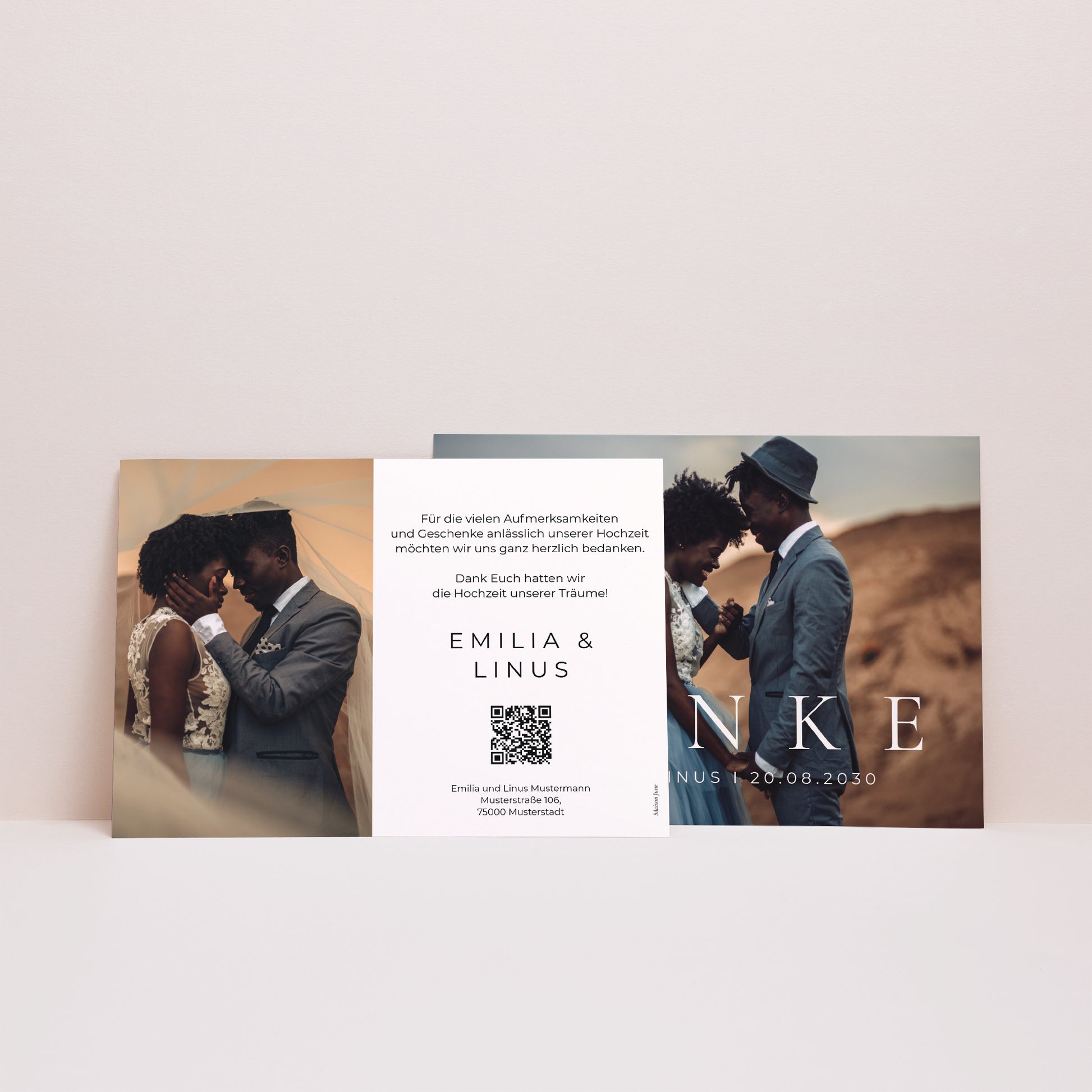 Dankeskarte Hochzeit Landschaft D A N K E foto N° 3