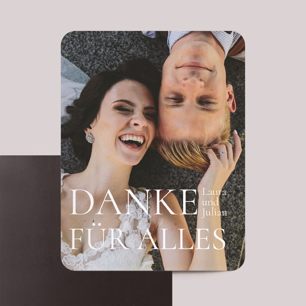 Dankeskarte Hochzeit Set von 8, magnetisch, rechteckig mit abgerundeten Ecken Herzlichen Dank foto