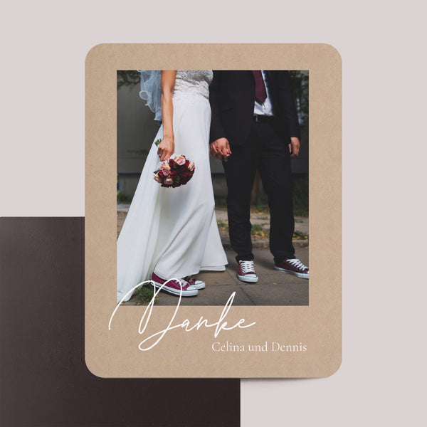 Dankeskarte Hochzeit Set von 8, magnetisch, rechteckig mit abgerundeten Ecken Einfach Danke foto