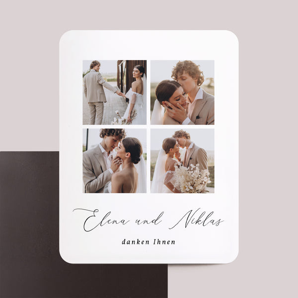 Dankeskarte Hochzeit Set von 8, magnetisch, rechteckig mit abgerundeten Ecken Für immer eingraviert foto