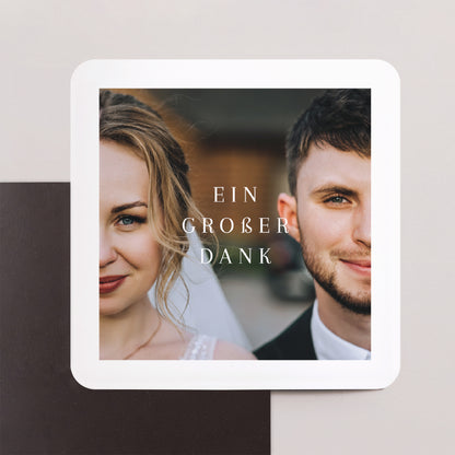 Dankeskarte Hochzeit Set von 8, magnetisch, quadratisch mit abgerundeten Ecken Von ganzem Herzen! foto N° 1