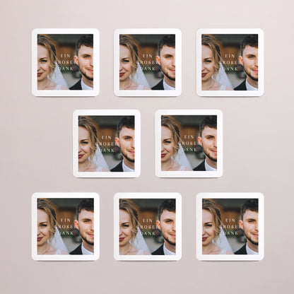Dankeskarte Hochzeit Set von 8, magnetisch, quadratisch mit abgerundeten Ecken Von ganzem Herzen! foto N° 3