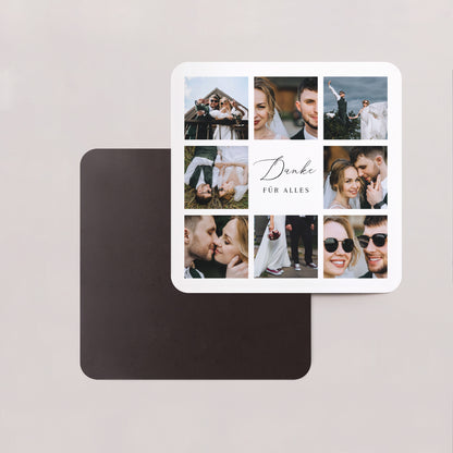 Dankeskarte Hochzeit Set von 8, magnetisch, quadratisch mit abgerundeten Ecken danke in Bildern foto N° 2