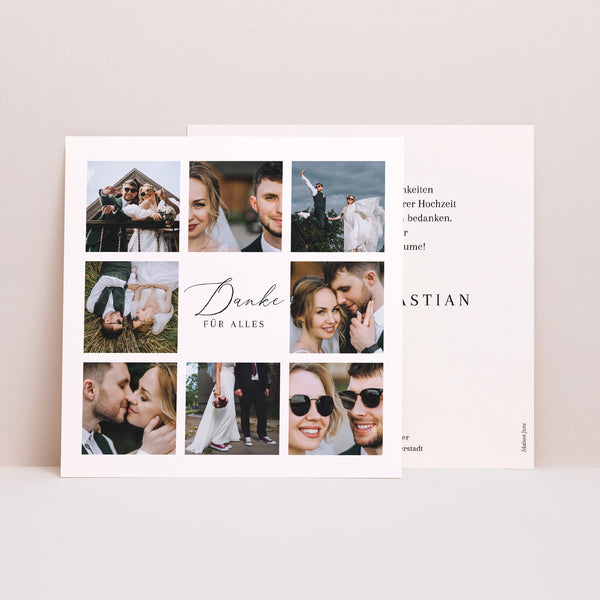 Dankeskarte Hochzeit Einfaches Quadrat danke in Bildern foto