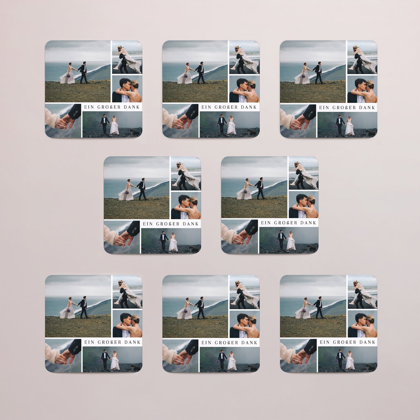 Dankeskarte Hochzeit Set von 8, magnetisch, quadratisch mit abgerundeten Ecken Vielen Dank II foto N° 3