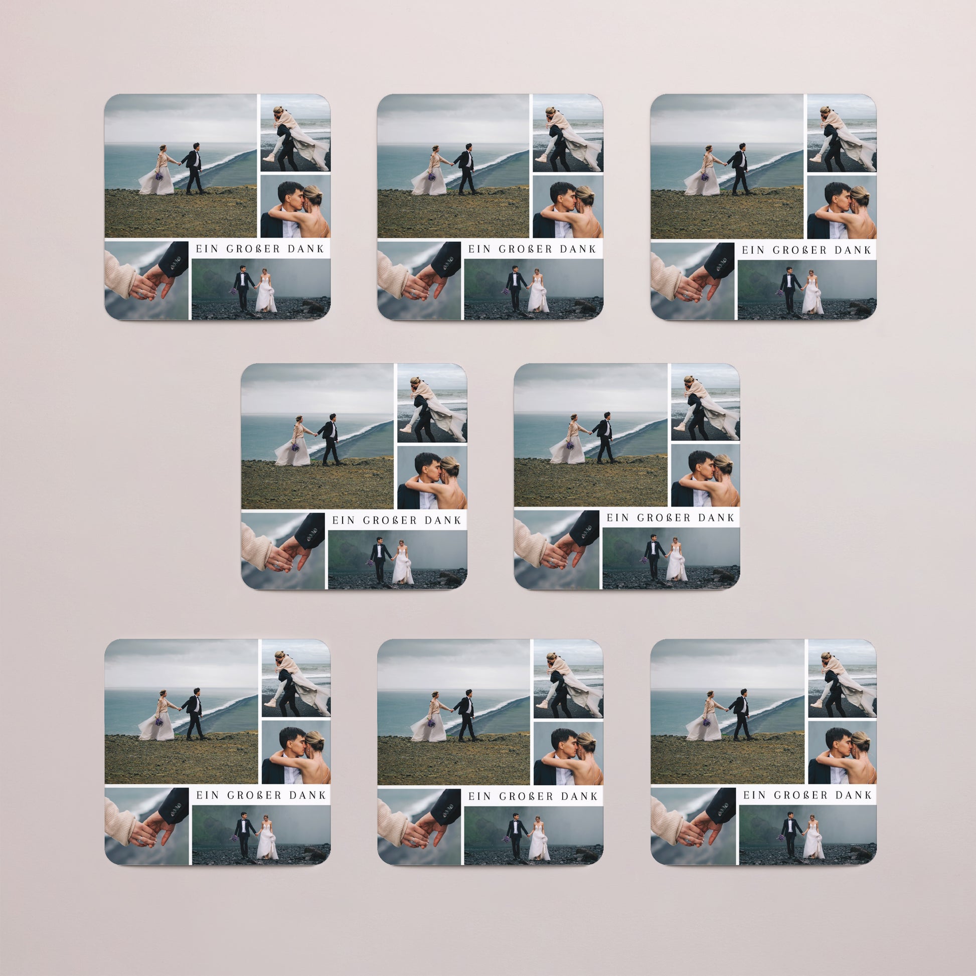 Dankeskarte Hochzeit Set von 8, magnetisch, quadratisch mit abgerundeten Ecken Vielen Dank II foto N° 3