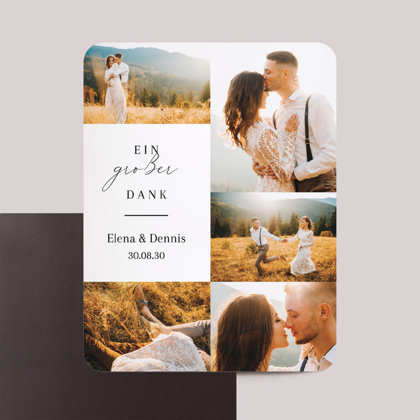 Dankeskarte Hochzeit Set von 8, magnetisch, rechteckig mit abgerundeten Ecken Danke fotografisch foto