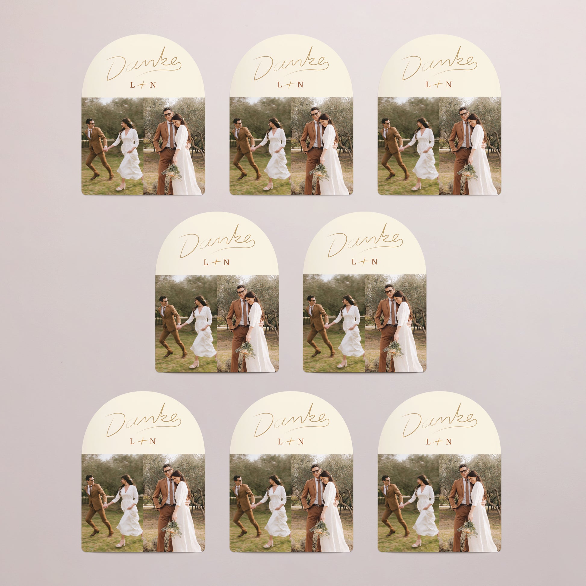 Dankeskarte Hochzeit 8er-Pack, magnetisch, Bogen Herzlichen Dank foto N° 3