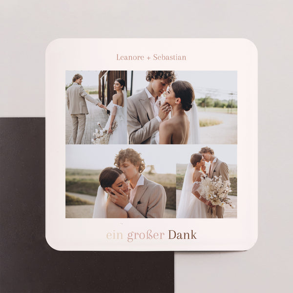 Dankeskarte Hochzeit Set von 8, magnetisch, quadratisch mit abgerundeten Ecken foto