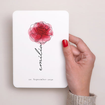 Geburtskarten Porträt, abgerundete Kanten Schöne Rose foto N° 2