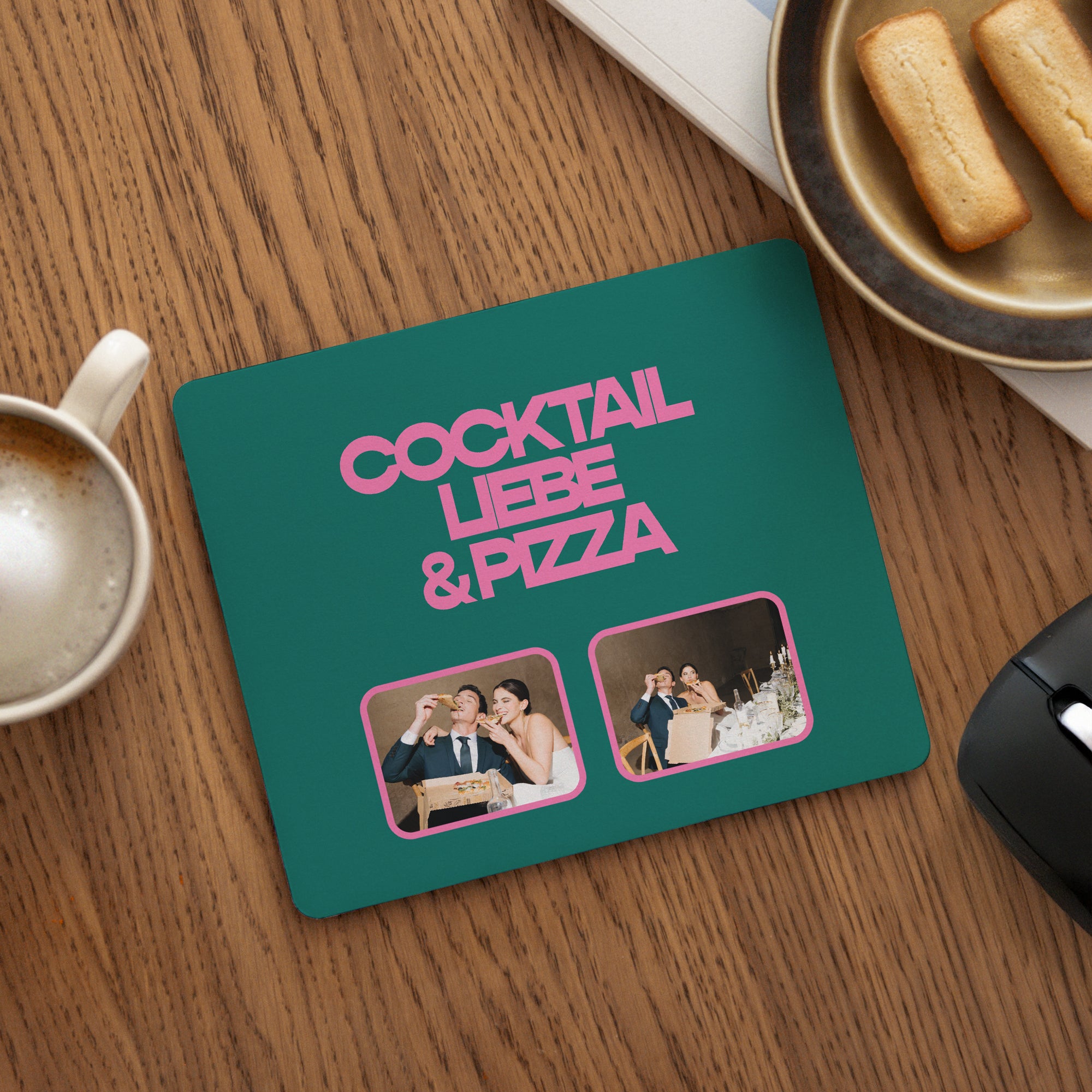Mousepad Objekte Rechteck Cocktail, Liebe und Pizza foto N° 1