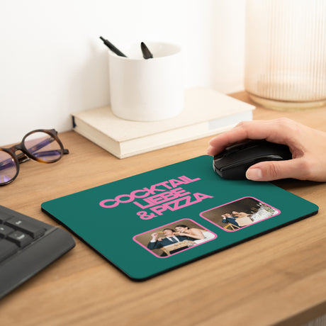 Mousepad Objekte Rechteck Cocktail, Liebe und Pizza