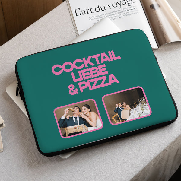 Laptophülle Objekte 15 Zoll Cocktail, Liebe und Pizza foto