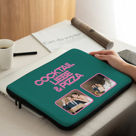 Laptophülle Objekte 15 Zoll Cocktail, Liebe und Pizza