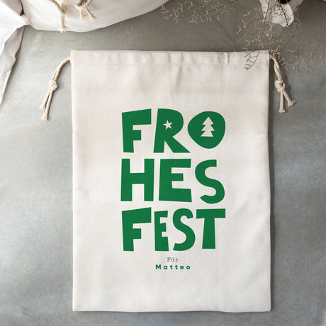 Aufbewahrungstasche Objekte Großformat Frohes Fest Grün