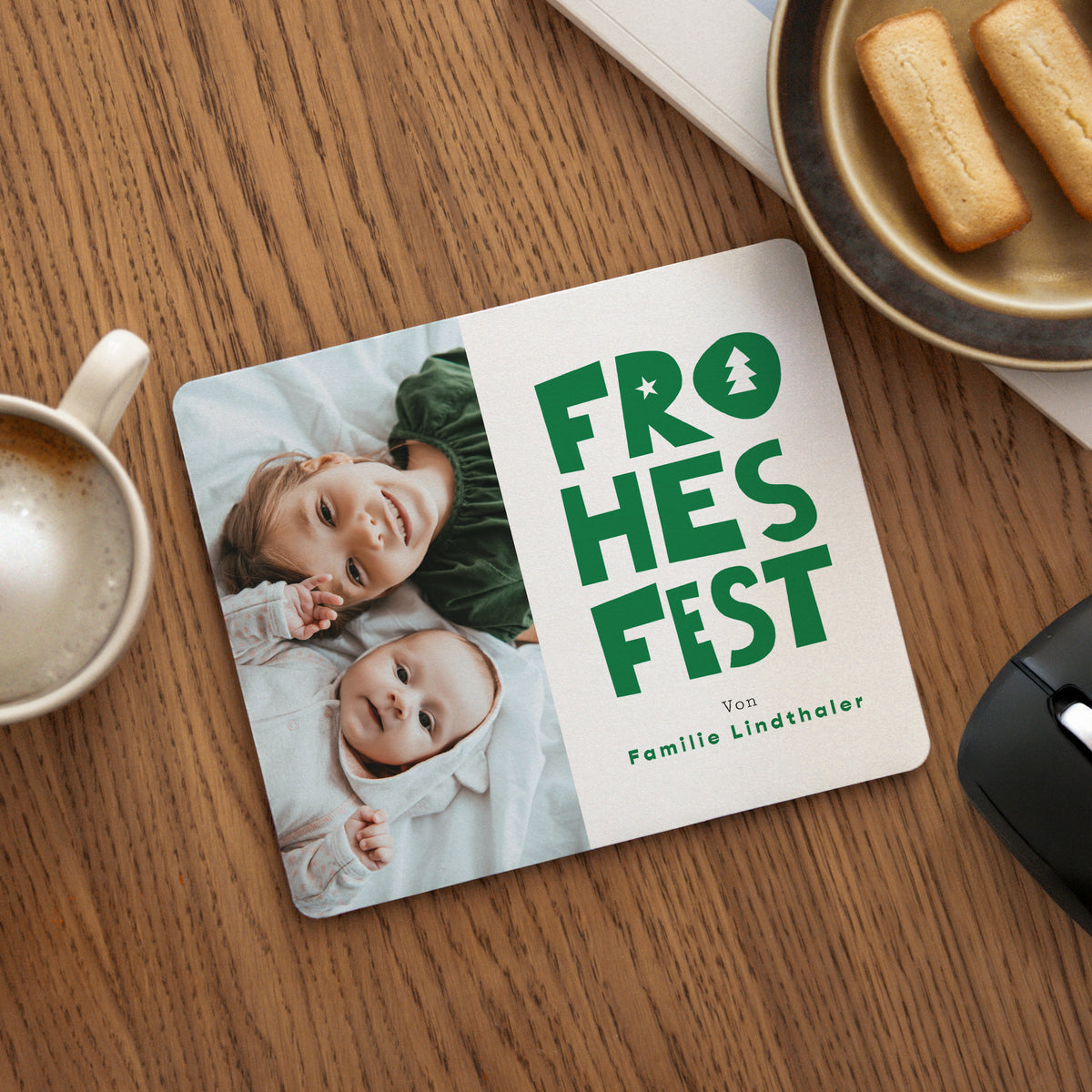 Mousepad Objekte Rechteck Frohes Fest Grün foto N° 1