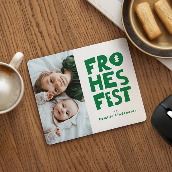 Mousepad Objekte Rechteck Frohes Fest Grün foto
