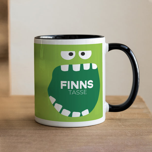 Tasse Objekte Schwarz Grünes Monster foto