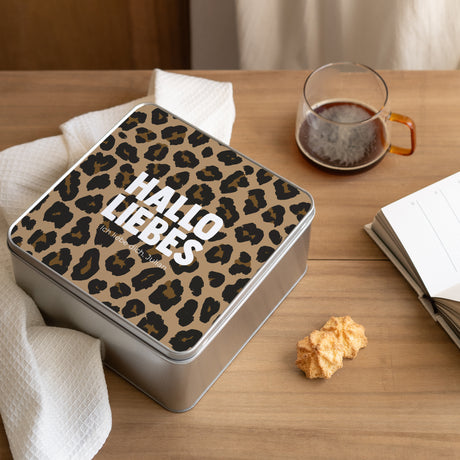 Metalldose Objekte Quadratisch Hallo Liebes-Leopard
