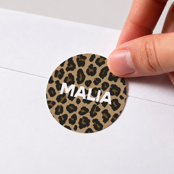 Sticker Geburt Rund Voller Leopard foto