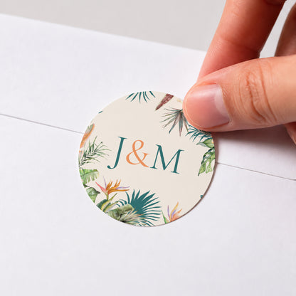 Sticker Hochzeit Rund Tropische Hochzeit foto N° 1