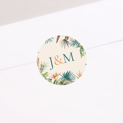 Sticker Hochzeit Rund Tropische Hochzeit foto N° 2