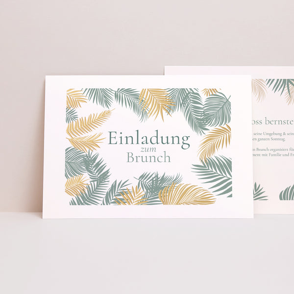 Einladungskarte Hochzeit Landschaft Tropischer Palmenbaum foto