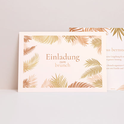 Einladungskarte Hochzeit Landschaft Goldene Palme foto N° 1