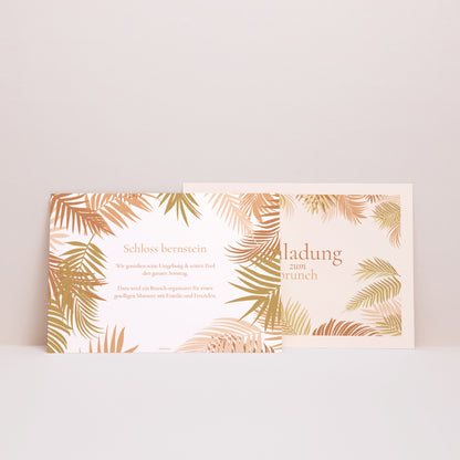 Einladungskarte Hochzeit Landschaft Goldene Palme foto N° 3