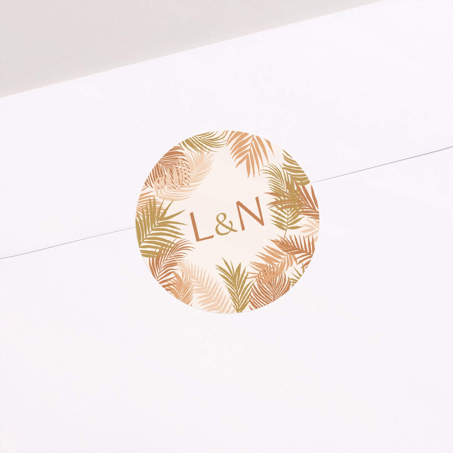 Sticker Hochzeit Rund Goldene Palme foto N° 2