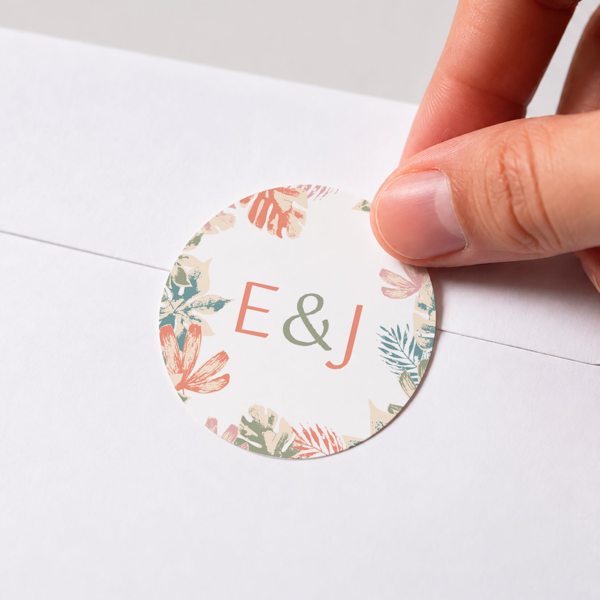 Sticker Hochzeit Rund Tropisches Schablone foto N° 1