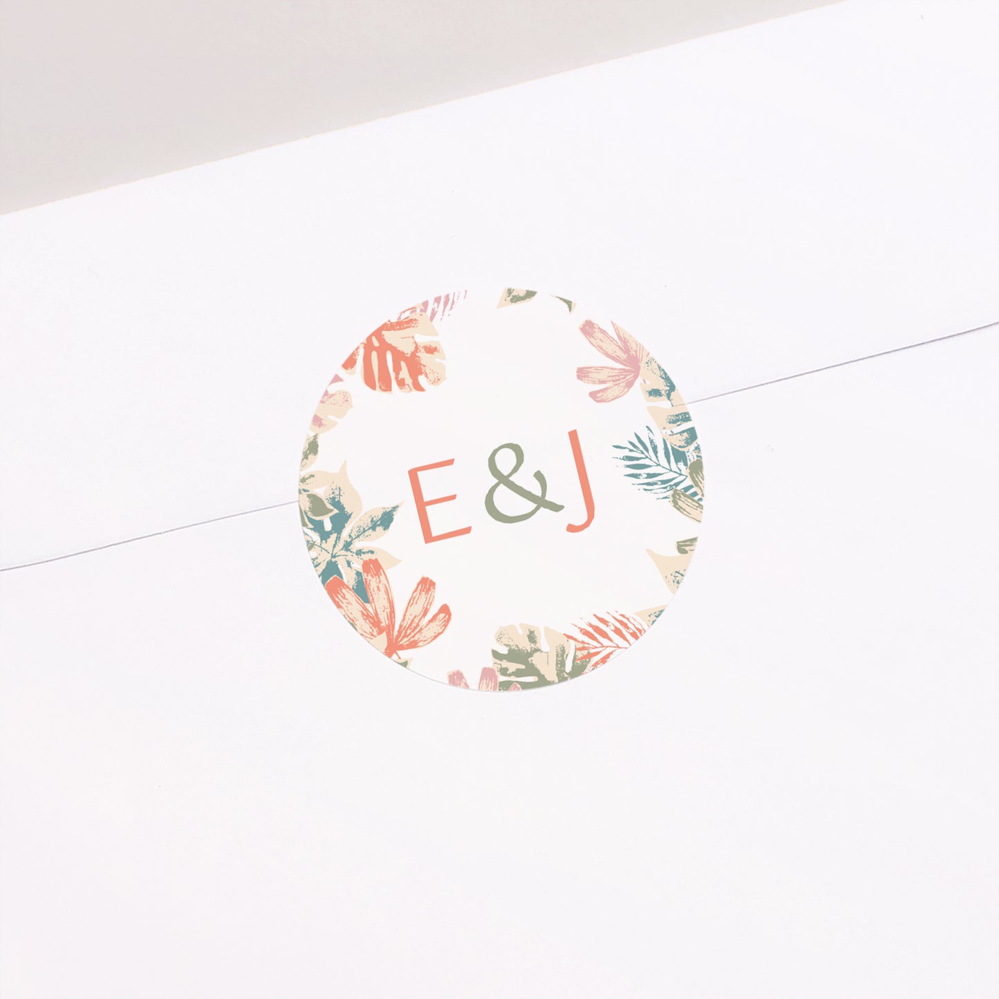 Sticker Hochzeit Rund Tropisches Schablone foto N° 2