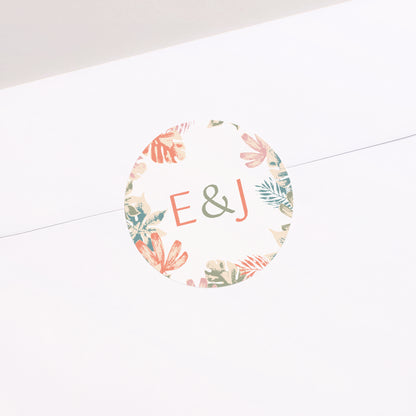 Sticker Hochzeit Rund Tropisches Schablone foto N° 2