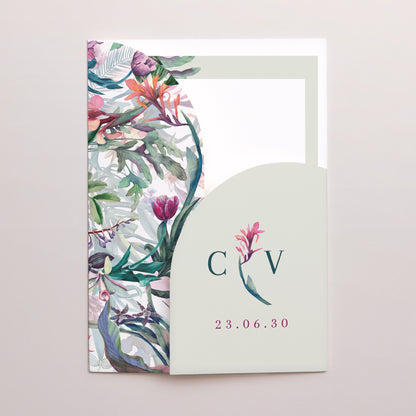 Hochzeitseinladung Hülle für 2 Karten Exotic flowers foto N° 1