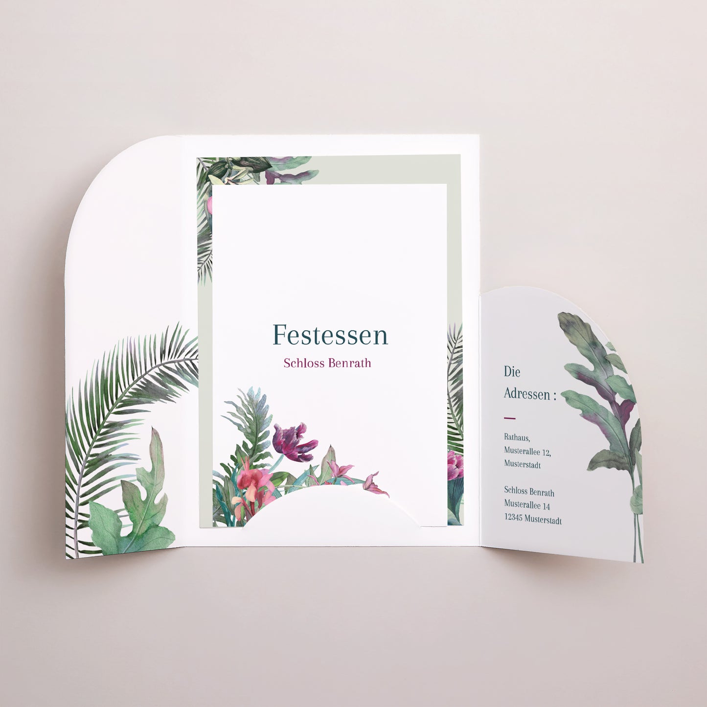 Hochzeitseinladung Hülle für 2 Karten Exotic flowers foto N° 2