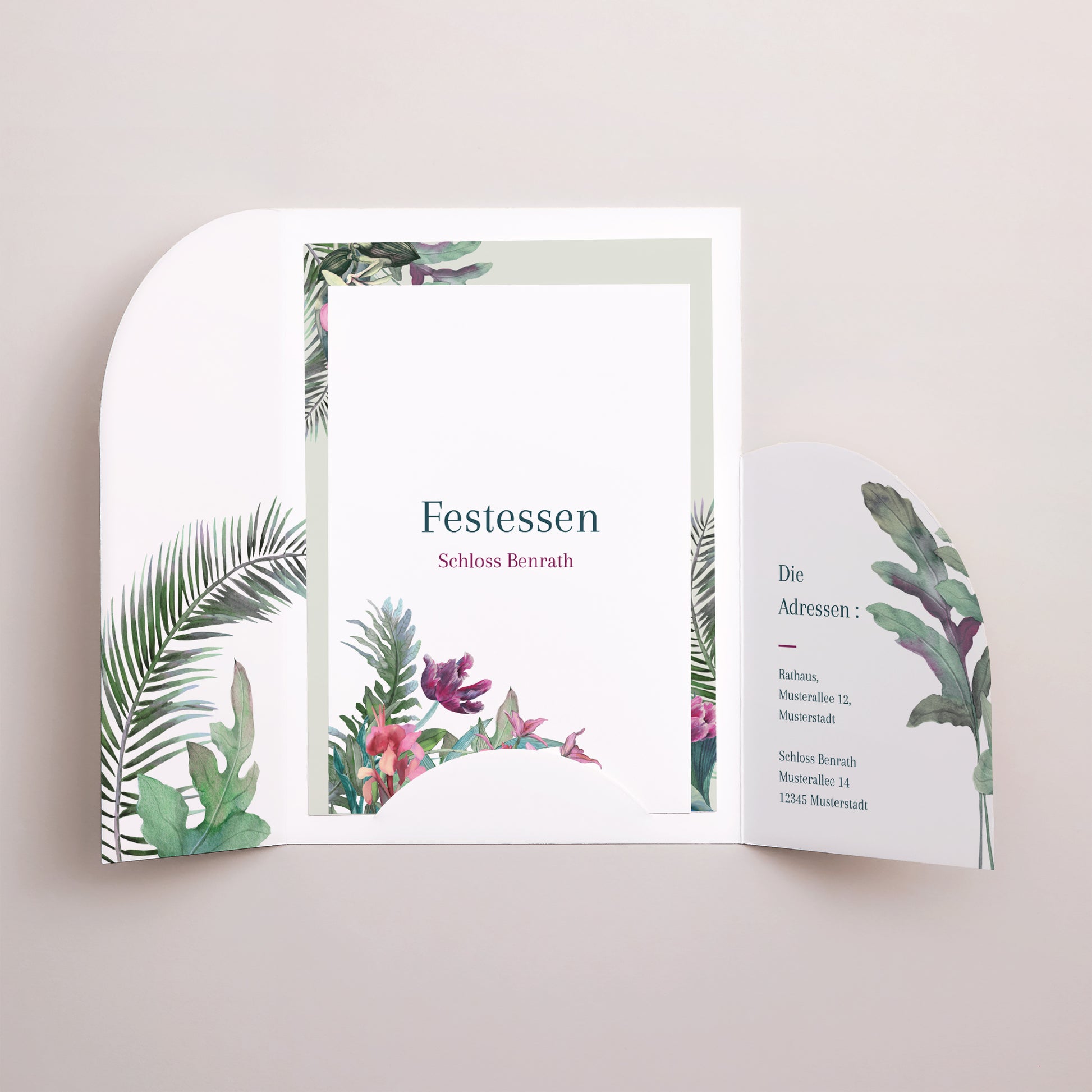 Hochzeitseinladung Hülle für 2 Karten Exotic flowers foto N° 2