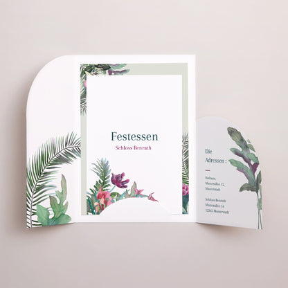 Hochzeitseinladung Hülle für 2 Karten Exotic flowers foto N° 2