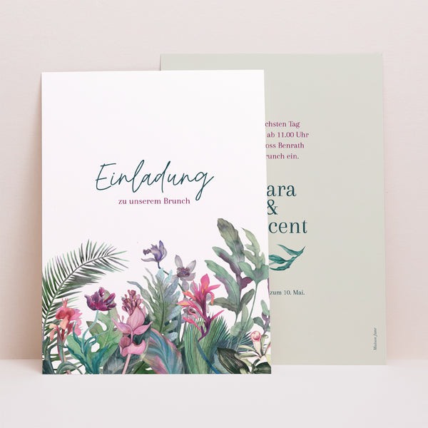 Einladungskarte Hochzeit Porträt Exotic flowers foto