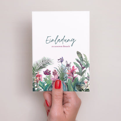 Einladungskarte Hochzeit Porträt Exotic flowers foto N° 2