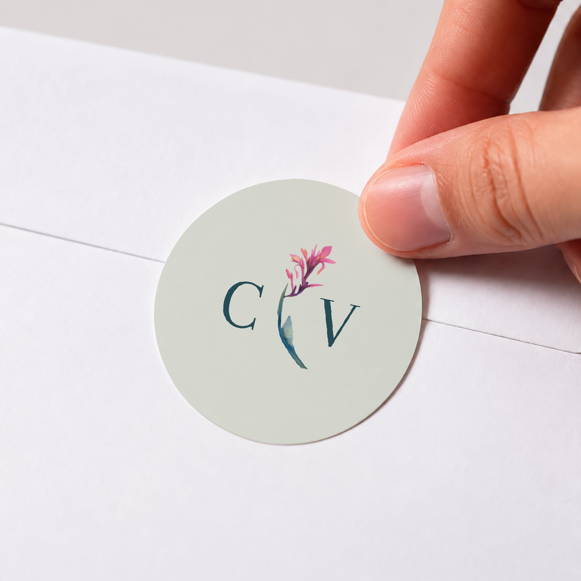 Sticker Hochzeit Rund Exotic flowers foto N° 1