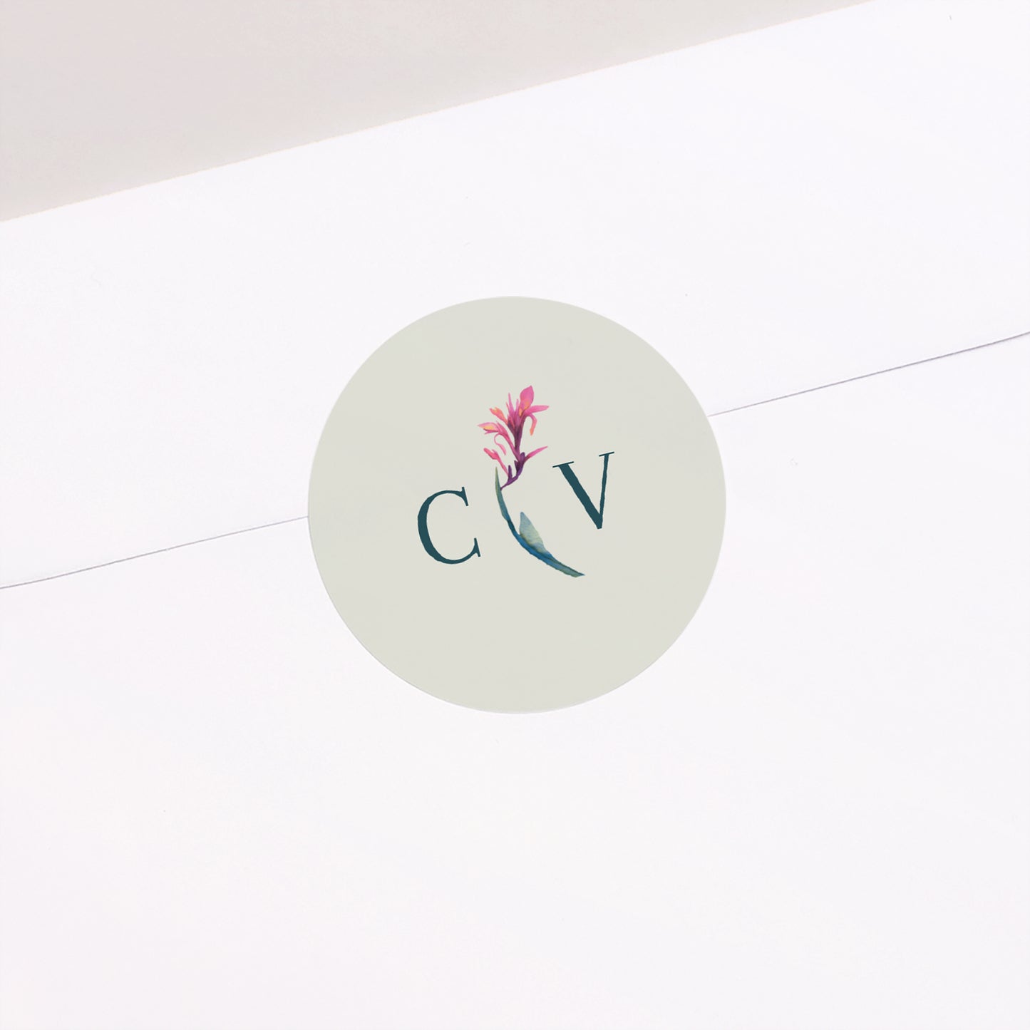 Sticker Hochzeit Rund Exotic flowers foto N° 2