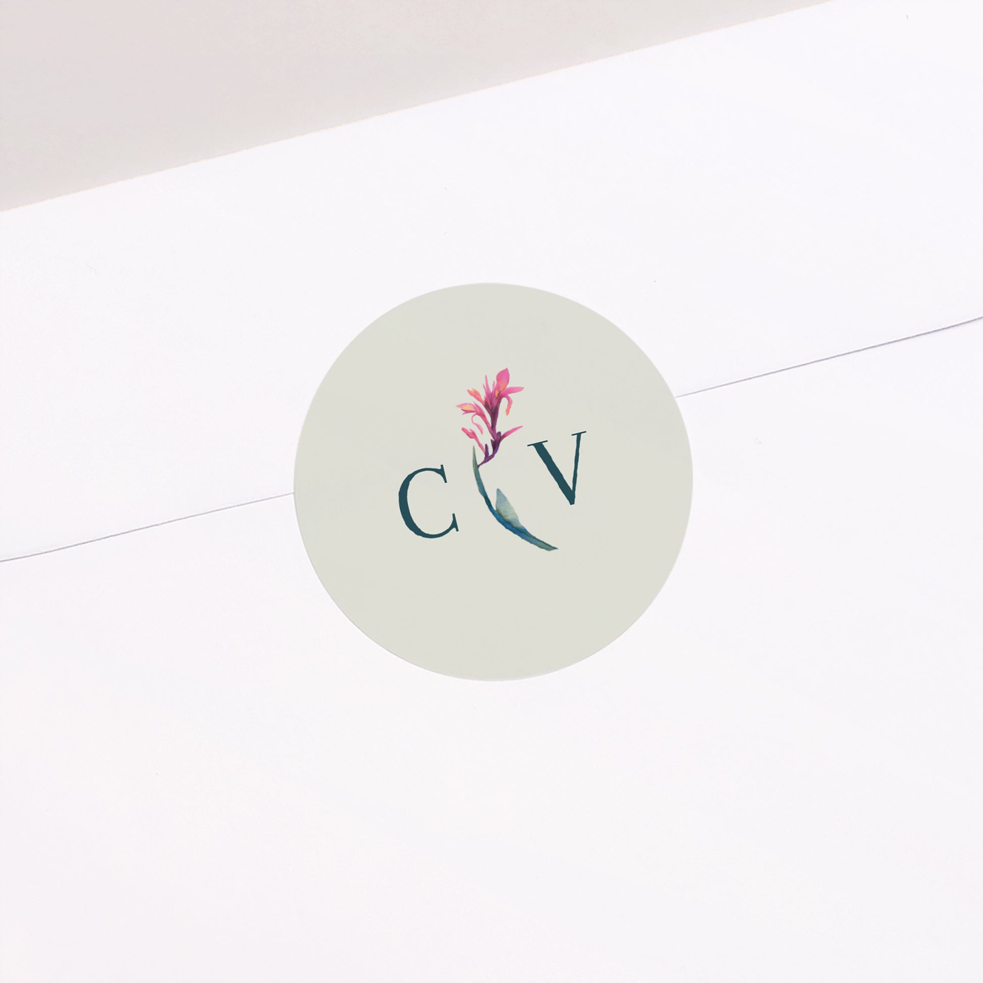 Sticker Hochzeit Rund Exotic flowers foto N° 2