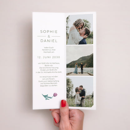 Hochzeitseinladung Fotoautomaten Lesezeichen Romantische Blumen foto N° 2