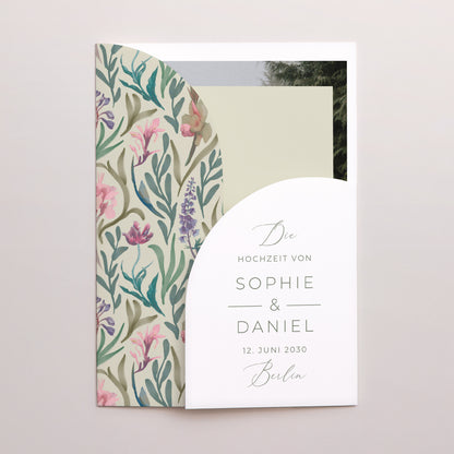Hochzeitseinladung Hülle für 2 Karten Romantische Blumen foto N° 1
