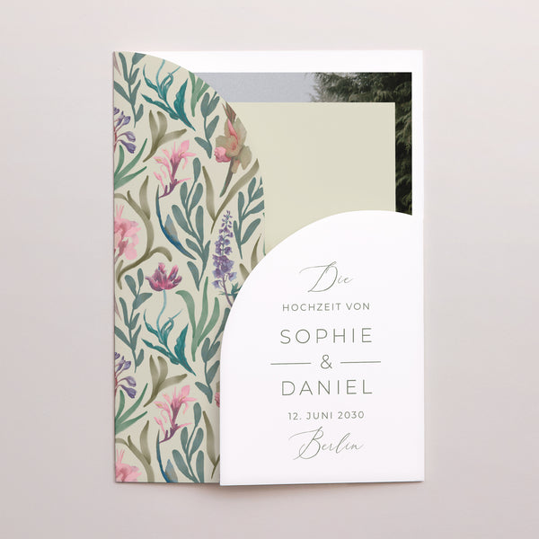Hochzeitseinladung Hülle für 2 Karten Romantische Blumen foto