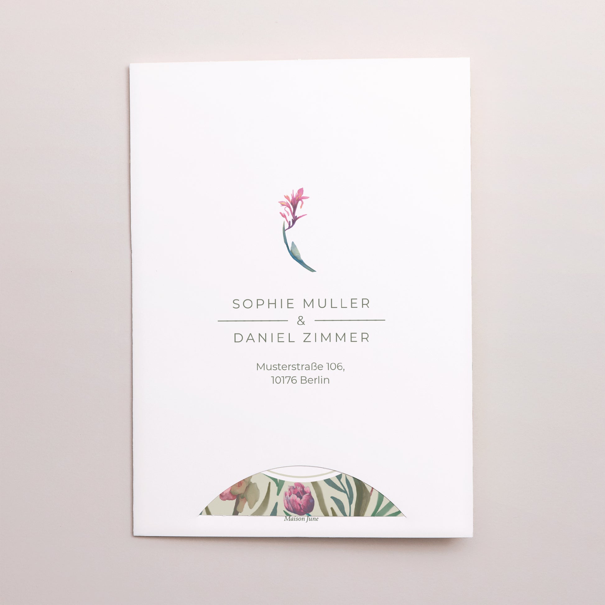 Hochzeitseinladung Hülle für 2 Karten Romantische Blumen foto N° 4