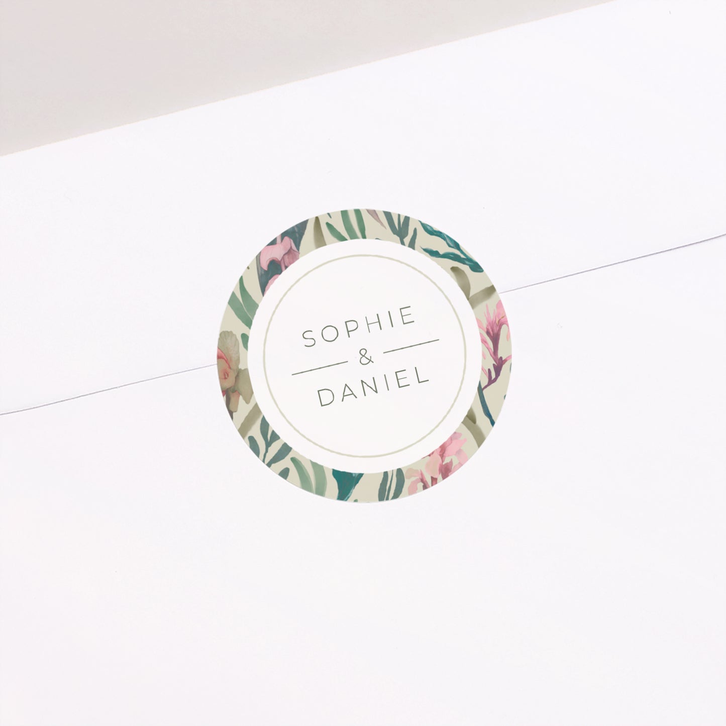 Sticker Hochzeit Rund Romantische Blumen foto N° 2