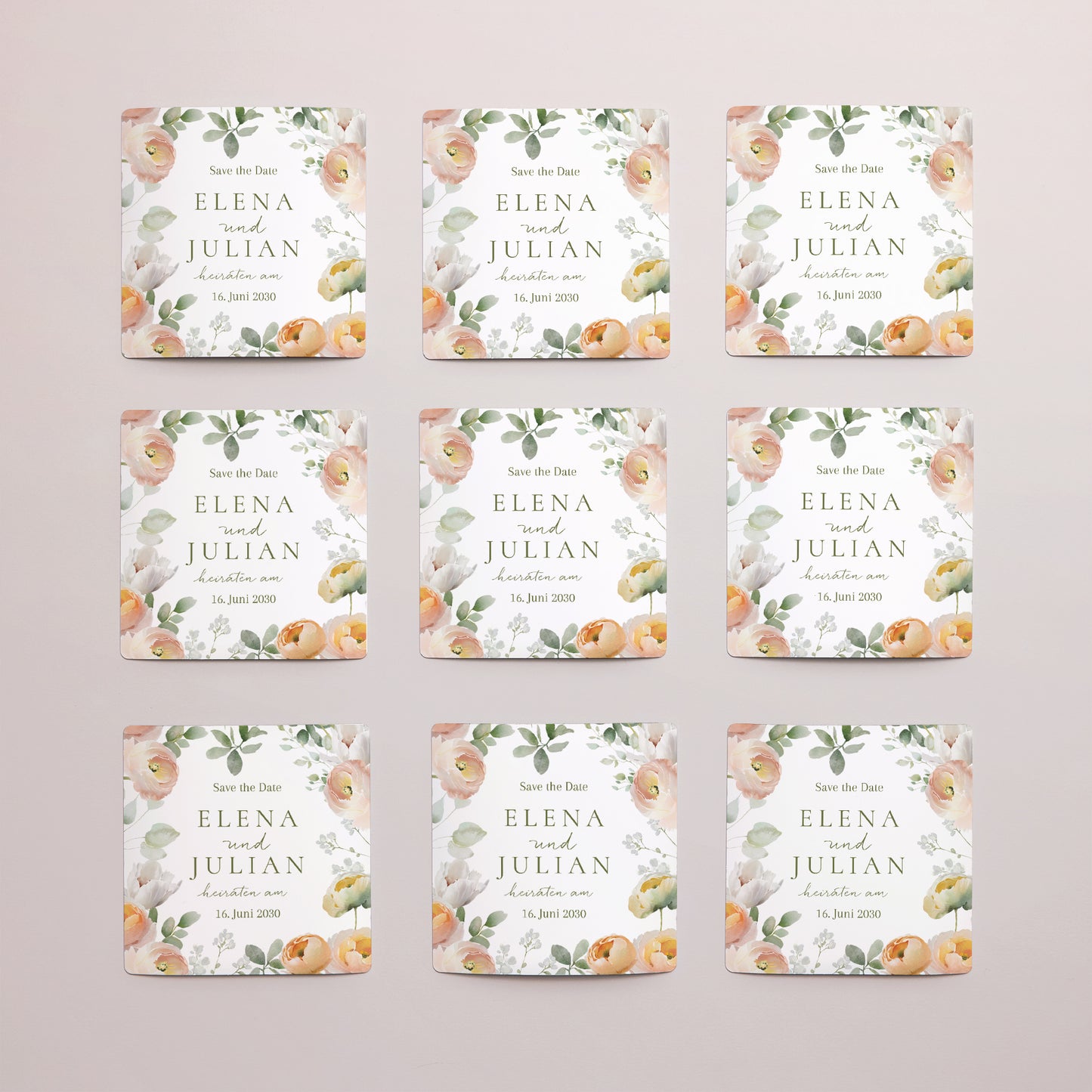 Save the date Karte Hochzeit Satz von 9, magnetisch. Romantische Blumen foto N° 3